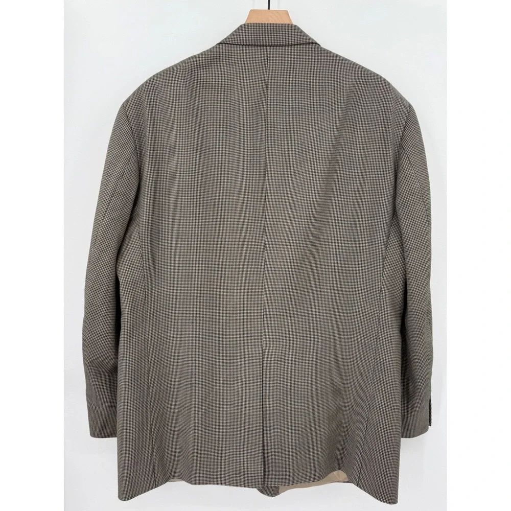Stafford Blazer Mens 46R Brown Houndstooth Wool Sport Coat‎ Jacket Two Button